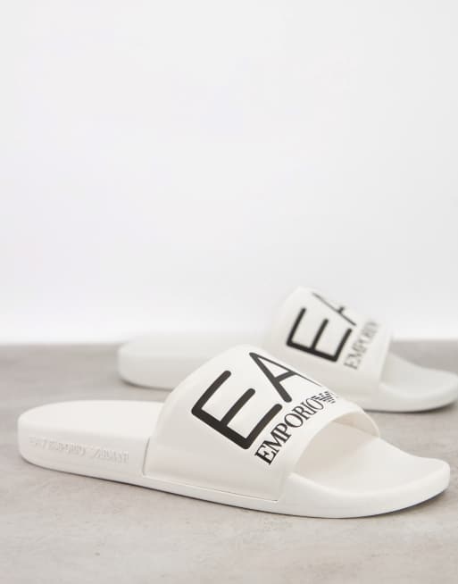 Armani EA7 Visibility logo sliders in white ASOS