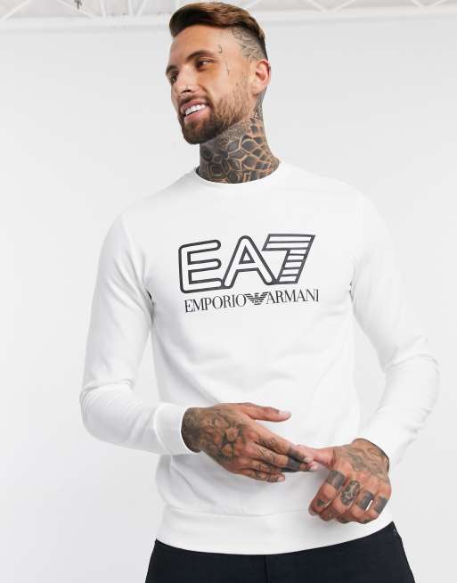 Armani EA7 Visibility logo sweatshirt in white ASOS