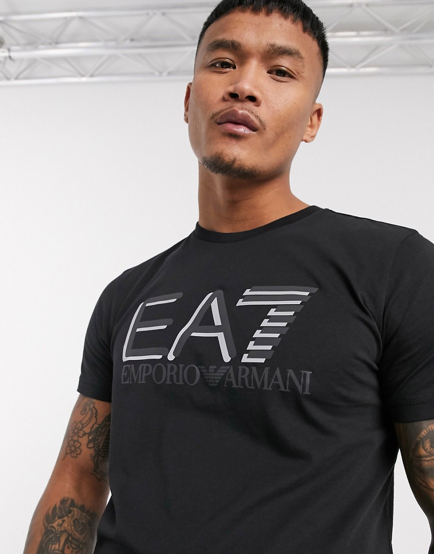 Armani EA7 - Visibility - T-shirt met groot logo in zwart