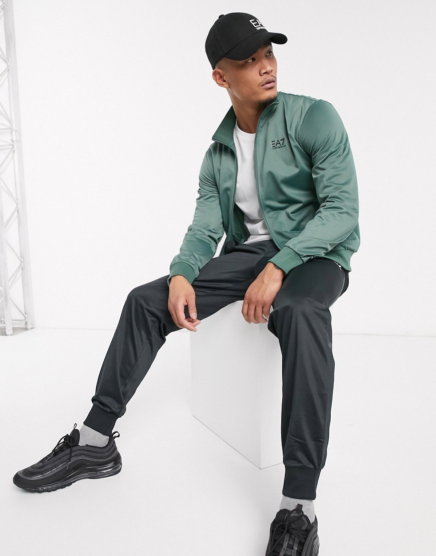 Armani EA7 - Visibility - Tuta sportiva kaki e nera in tricot con logo-Verde