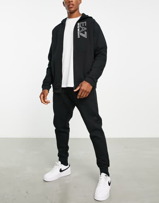 Armani – EA7 Visibilty – Kapuzenjacke in Schwarz mit Reißverschluss