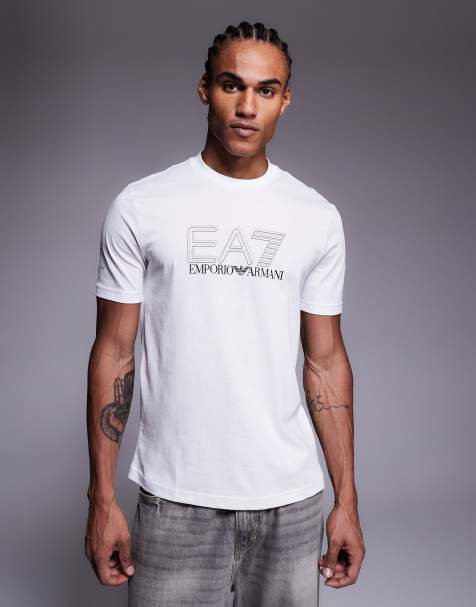 Armani – EA7 – Vit t-shirt med rund halsringning och logga - view 1