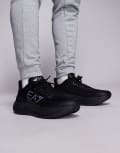 [EA7] Armani EA7 wave cracking engineered mesh logo sneakers in black 41 FULL BLACK+SILVER