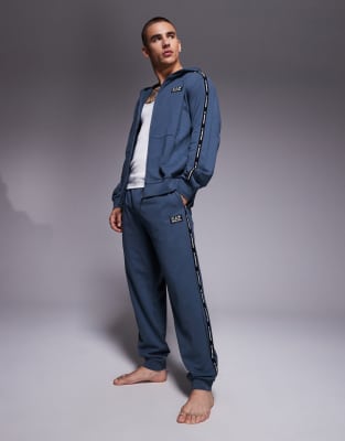 Shop Ea7 Armani  Zip Hoodie With Logo Tape Detail