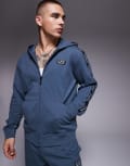[EA7] Armani EA7 zip hoodie with logo tape detail in dark grey (part of a set) Chest 40 Dark Slate