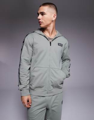 Ea7 Armani  Zip Hoodie With Logo Tape Detail