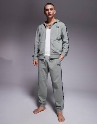 Shop Ea7 Armani  Zip Hoodie With Logo Tape Detail