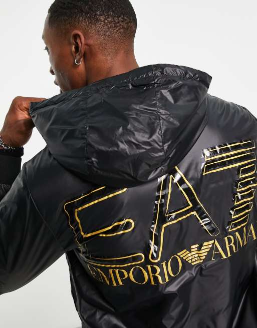 EA7 Emporio Armani Padded Bomber Jacket Logo Detail - Black