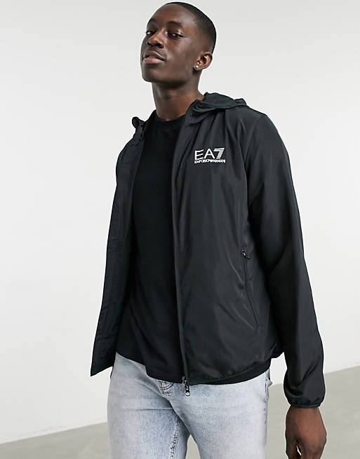 Begrip Dosering sessie Armani EA7 zip through hooded bomber jacket with contrast details in black  | ASOS