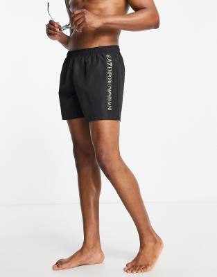 Armani - EA7 zwemshorts met logo aan de zijkant in zwart