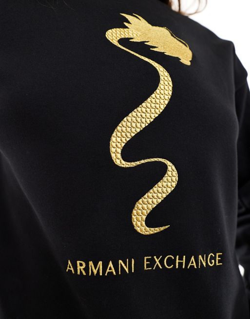 Armani Exchage jogger with dragon print in black