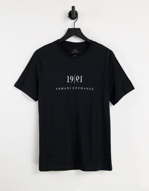 Armani Exchange 1991 chest logo t-shirt in black | ASOS