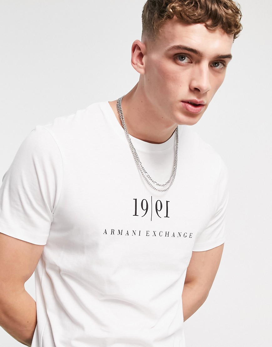 Armani Exchange 1991 chest logo t-shirt in white