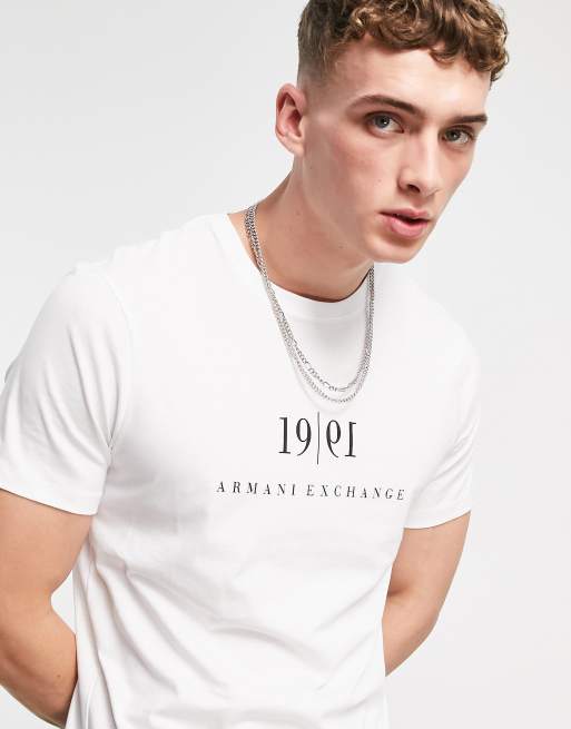 Armani Exchange 1991 chest logo T shirt in white ASOS