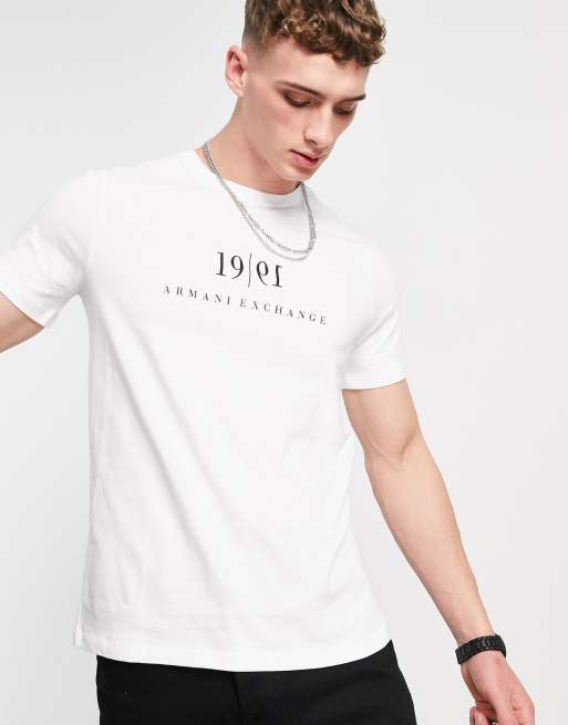 Armani Exchange 1991 chest logo T shirt in white ASOS