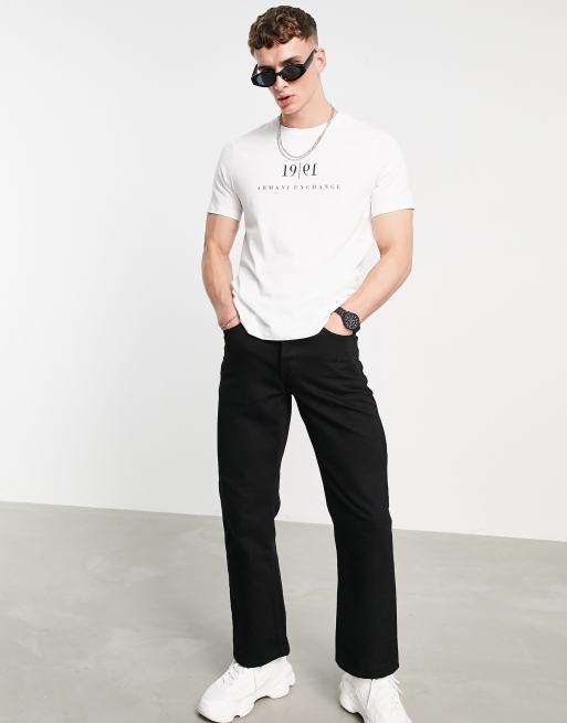 Armani Exchange 1991 chest logo T shirt in white ASOS