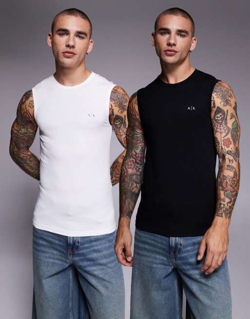 Armani Exchange 2-pack tank tops in black and white