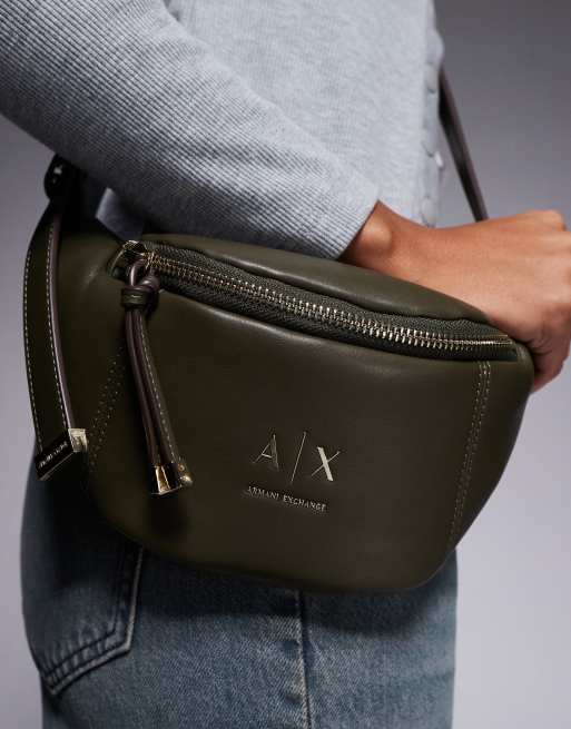 Armani Exchange - Alice - Lille kakifarvet crossbody-bæltetaske, 4 af 4