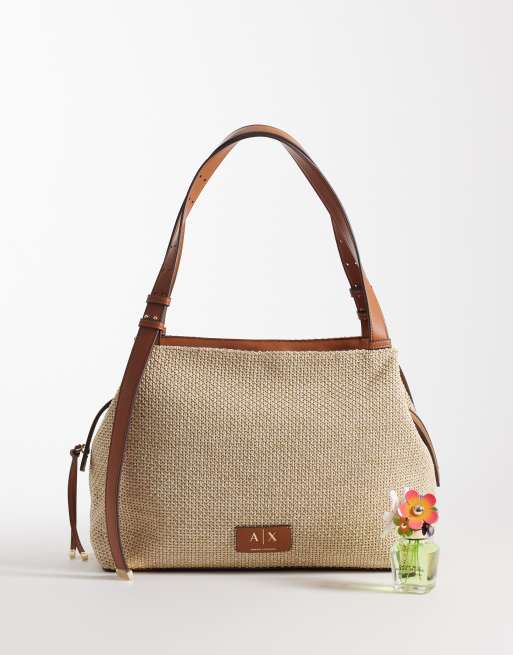 Armani Exchange Alice raffia shoulder bag in natural, 2 of 4
