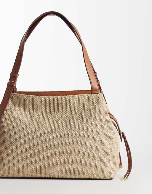 Armani Exchange Alice raffia shoulder bag in natural, 4 of 4