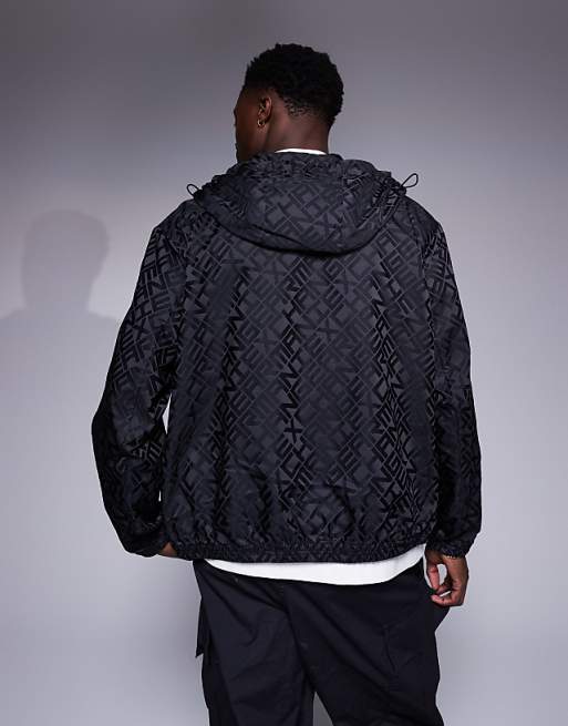 Armani Exchange all over logo hooded jacket in black | ASOS Armani Exchange all over logo hooded jacket in black | ASOS