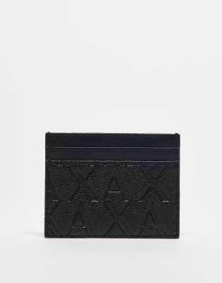 Armani Exchange Armani Exchange all over logo leather card holder in black