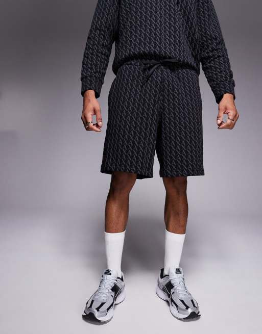 Armani Exchange all over logo print shorts co-ord in black, 5 of 5