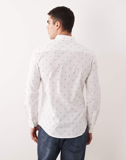 Armani Exchange all over logo shirt logo in white, 4 of 5