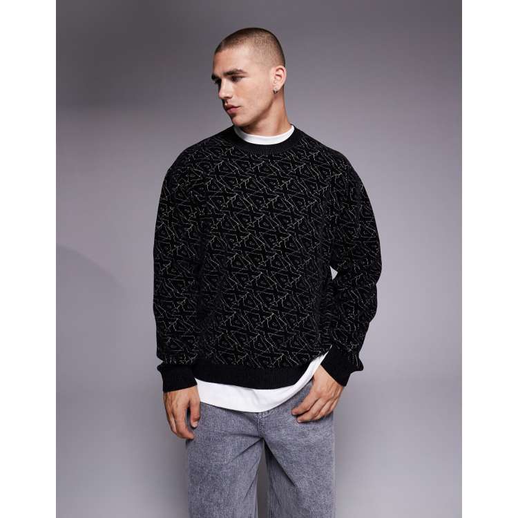 Armani Exchange all over logo sweatshirt in black | ASOS