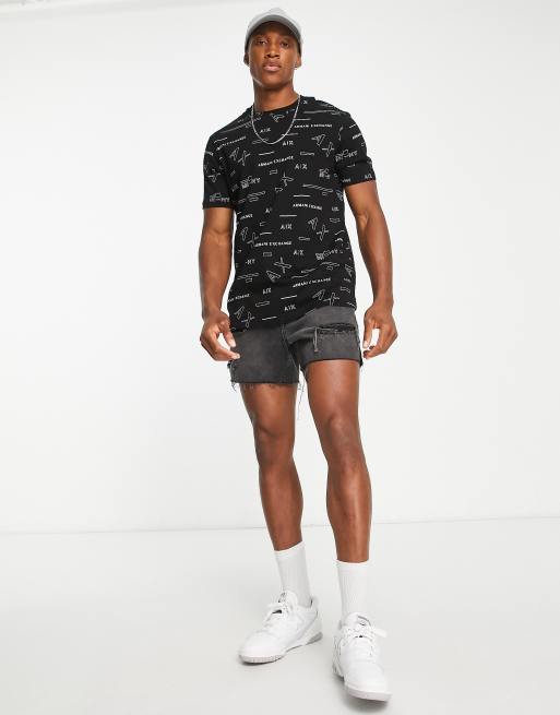 Armani Exchange all over logo t-shirt in black | ASOS