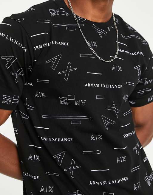 Armani Exchange all over logo t shirt in black ASOS