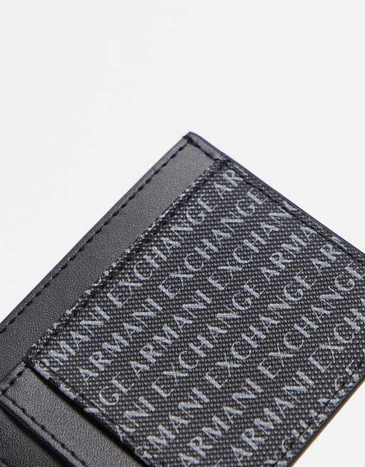 Armani Exchange all over printed logo card holder in black | ASOS