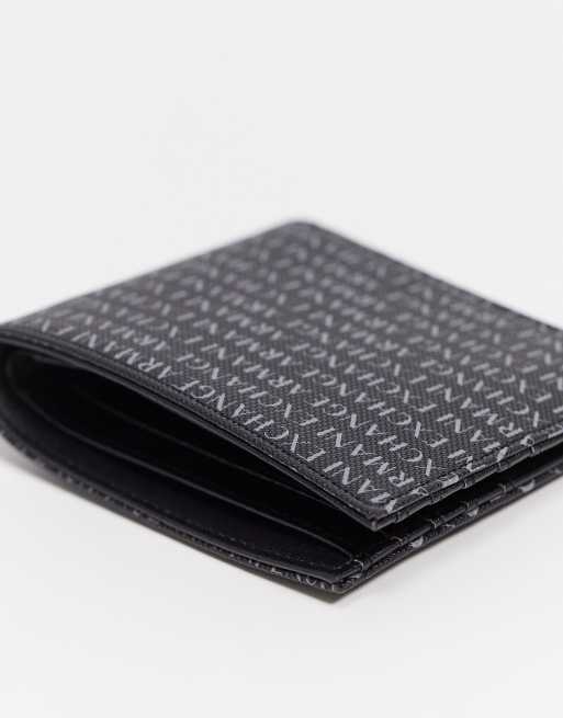 Armani Exchange all over printed logo wallet in black | ASOS