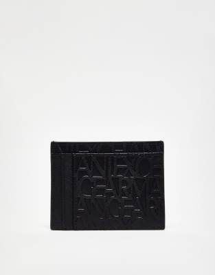 Armani Exchange allover logo cardholder in black