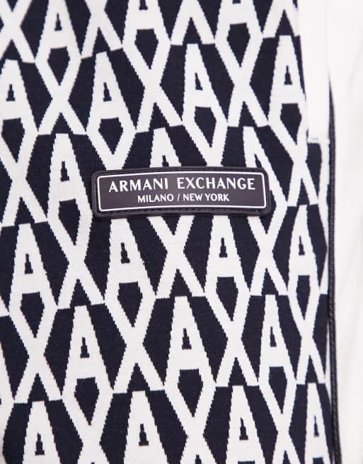 Armani Exchange allover logo jersey shorts in navy, 3 of 4