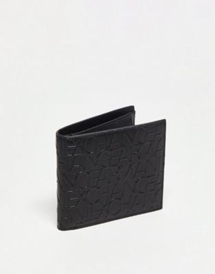 Armani Exchange allover logo wallet in black