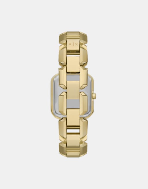 Armani Exchange – Armbanduhr aus goldenem Edelstahl mit drei Zeigern, 2 von 3
