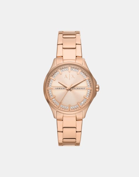Armani Exchange – Armbanduhr aus roségoldenem Edelstahl mit drei Zeigern - view 1