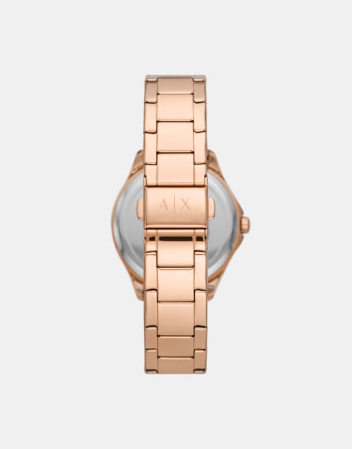 Armani Exchange – Armbanduhr aus roségoldenem Edelstahl mit drei Zeigern, 2 von 3