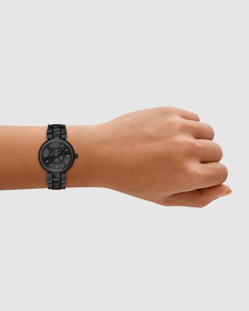 Armani Exchange Audora two-hand black stainless steel watch in black, 3 of 4