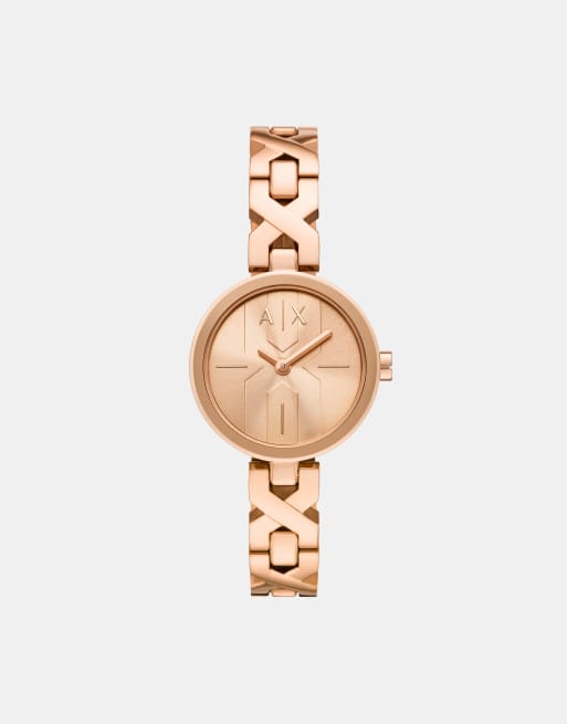 Armani Exchange – Ava – Damen-Quarzuhr aus roségoldfarbenem Edelstahl mit 2 Zeigern