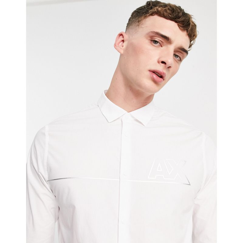 Camicie tinta unita CEPQg Armani Exchange - AX - Camicia bianca con logo