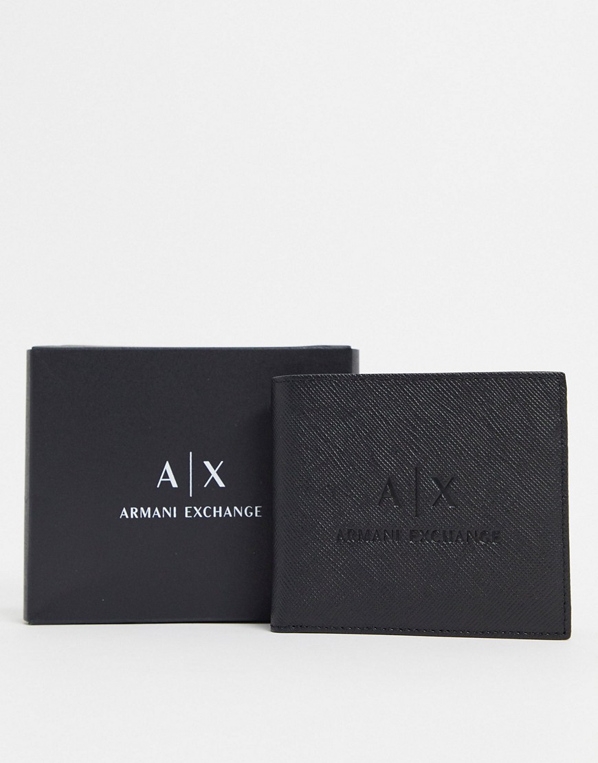 Armani Exchange AX embossed logo billfold wallet in black