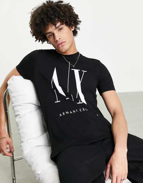 Armani Exchange AX Icon large logo t-shirt in black