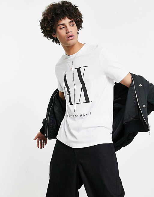 Armani Exchange – AX Icon – Vit t-shirt med stor logga