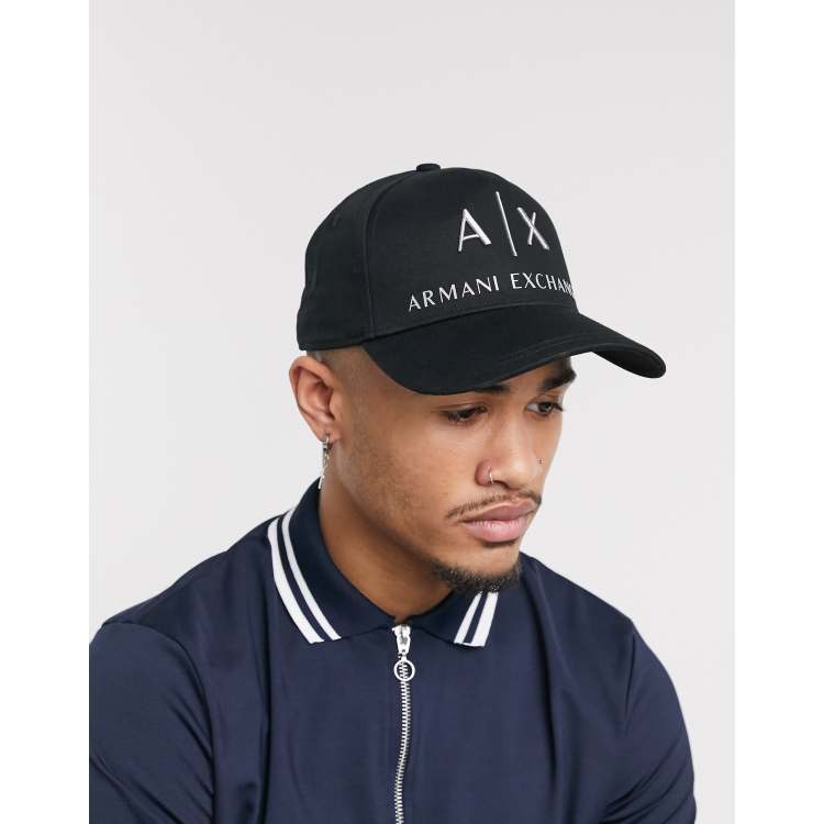 Armani Exchange AX logo baseball cap in black | ASOS