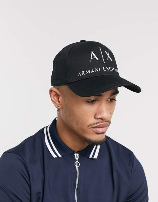 Armani Exchange AX logo baseball cap in black ASOS