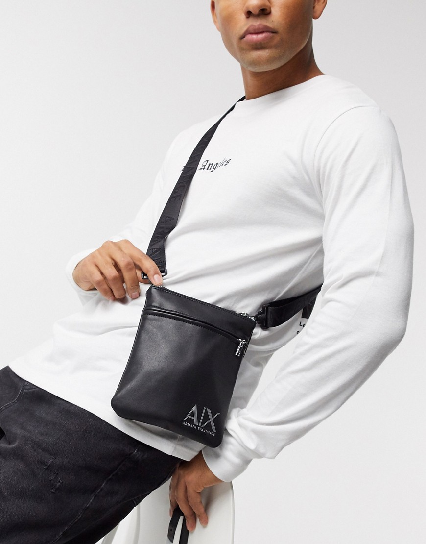 Armani Exchange AX logo crossbody bag in black