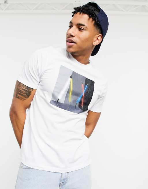 Armani Exchange AX neon light logo T shirt in white ASOS