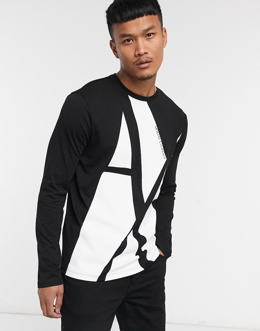 Armani Exchange AX print long sleeve t-shirt in black